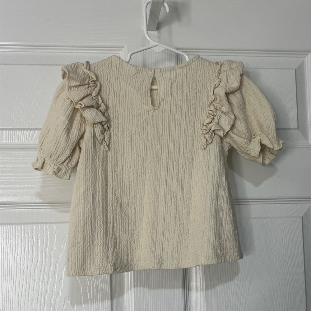 Cream Ruffled Kids Top - Picture 2 of 3